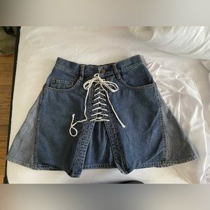 Hysteric glamour kinky lace up jean skirt